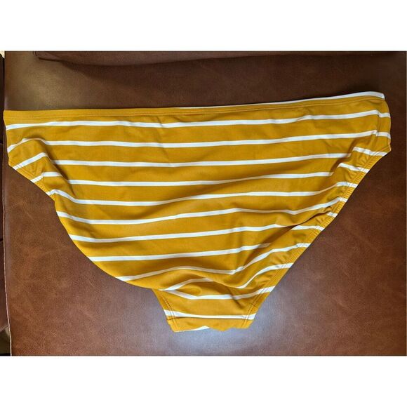 Kona Sol Yellow and White Stripe Swim Bikini Bottom Size Large New - Picture 3 of 3